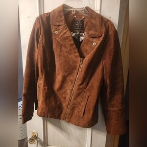 Isaac Mizrahi Live! Suede Motorcycle Jacket with Printed Lining